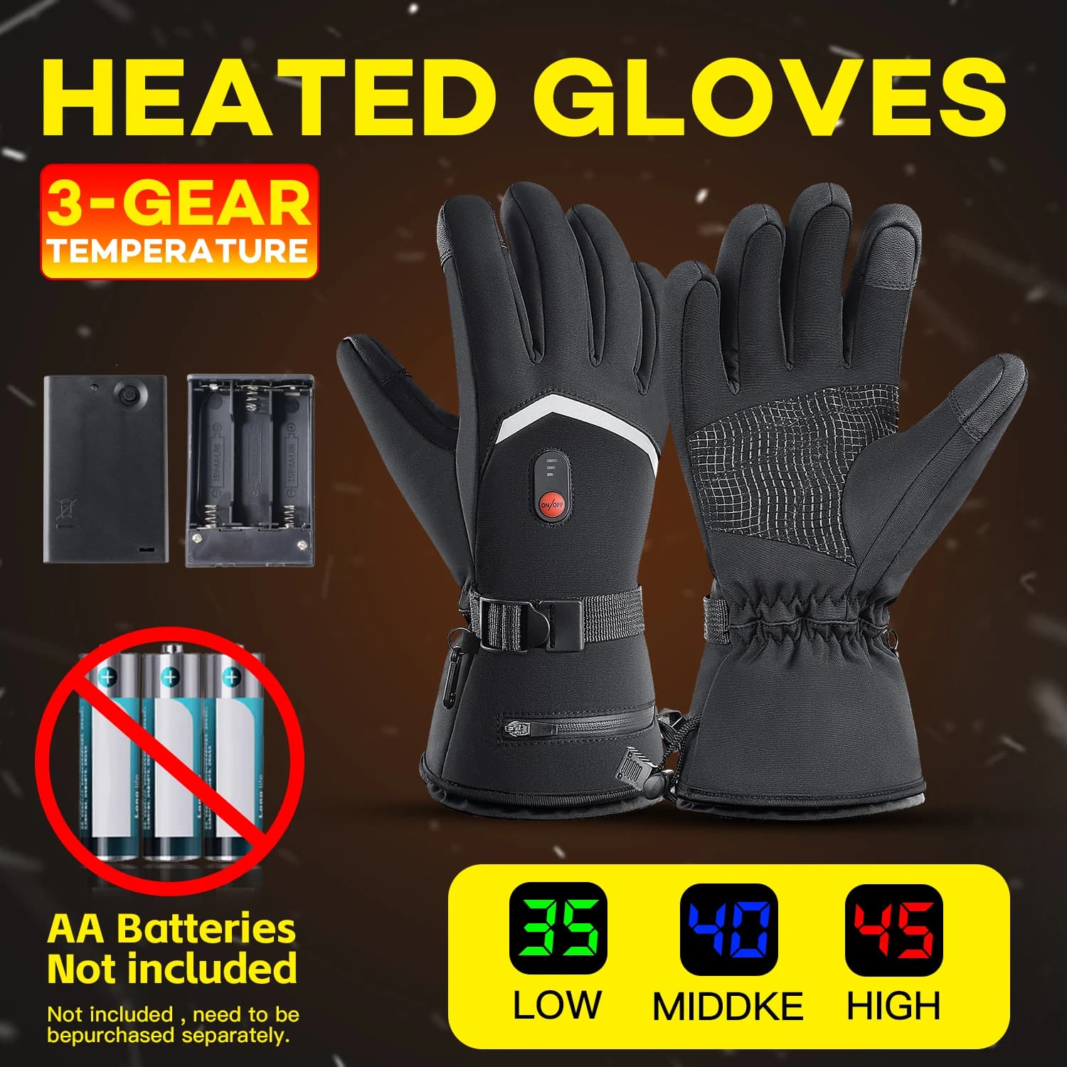 Winter Electric Heated Gloves Men Women Rechargeable Self Heating Motorcycle Gloves Ski Climbing Hiking Hand Warmer