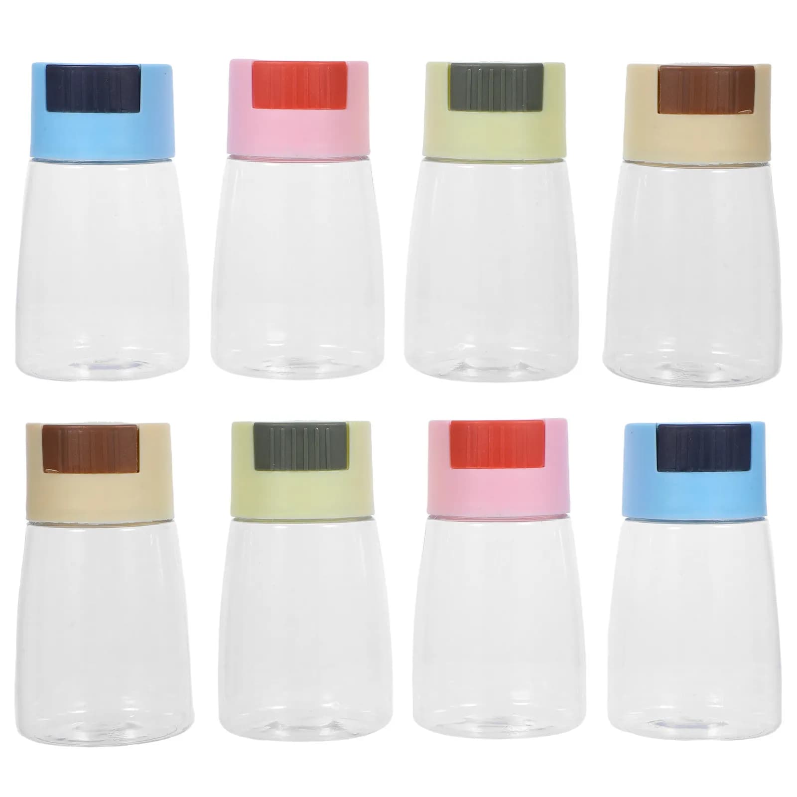 Set di 8 Contenitori per Spezie da Cucina in Plastica Trasparente Ermetici per Sale, Zucchero e MSG