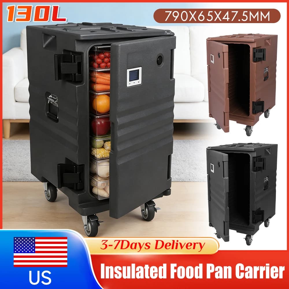 118QT Food Thermal Container with Front and Wheel Opening, with Handles for Restaurants and Menus