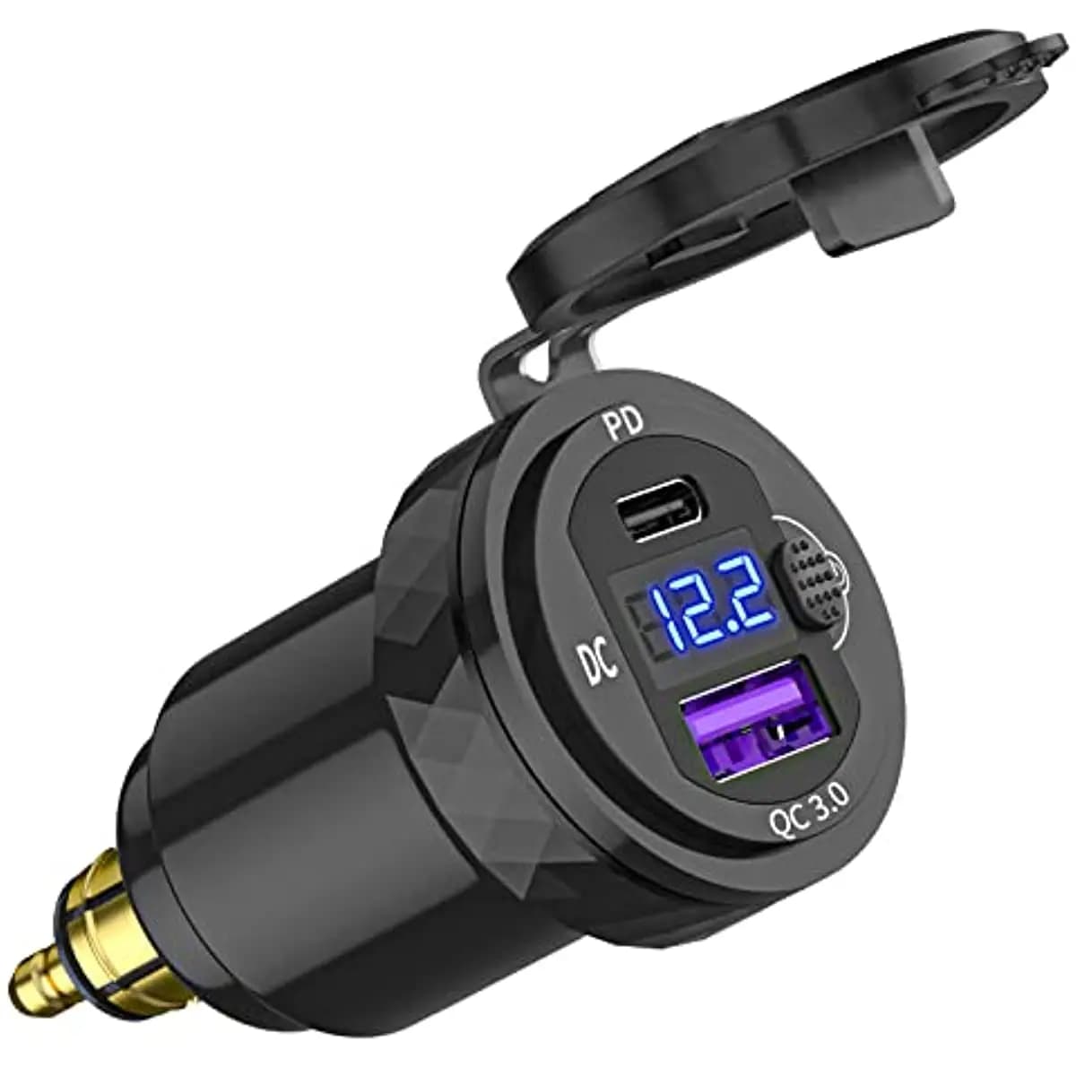 Plug DIN Hella to USB C PD 3.0 QC 3.0 USB Charger Power Adapter Voltmeter with ON-Off switch for BMW Ducati Triumph motorcycle