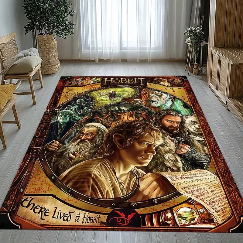 Retro L-Lord of The Rings H-Hobbit Living Room Non-Slip Area Rug Soft Carpet for Bedroom Kids Playroom Sofa,Home Decor Doormat