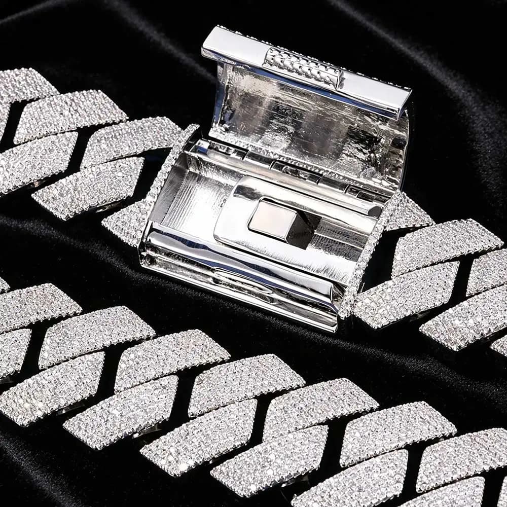 Nuoya Iced Out 26mm 6 Rows Cuban Link Chain Necklace Prong Setting Cubic Zirconia Necklace Thick Bracelet for Men Gift