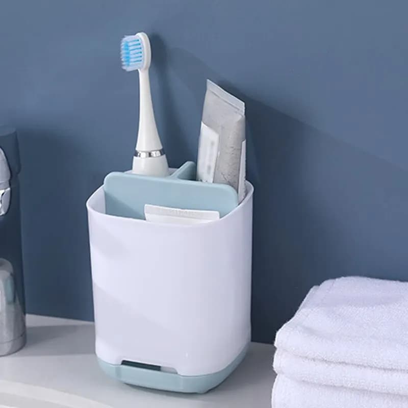 Portaspazzolino bagno scomparto multifunzionale scolapiatti portaoggetti articoli da toeletta cosmetici organizzare scatola portaoggetti