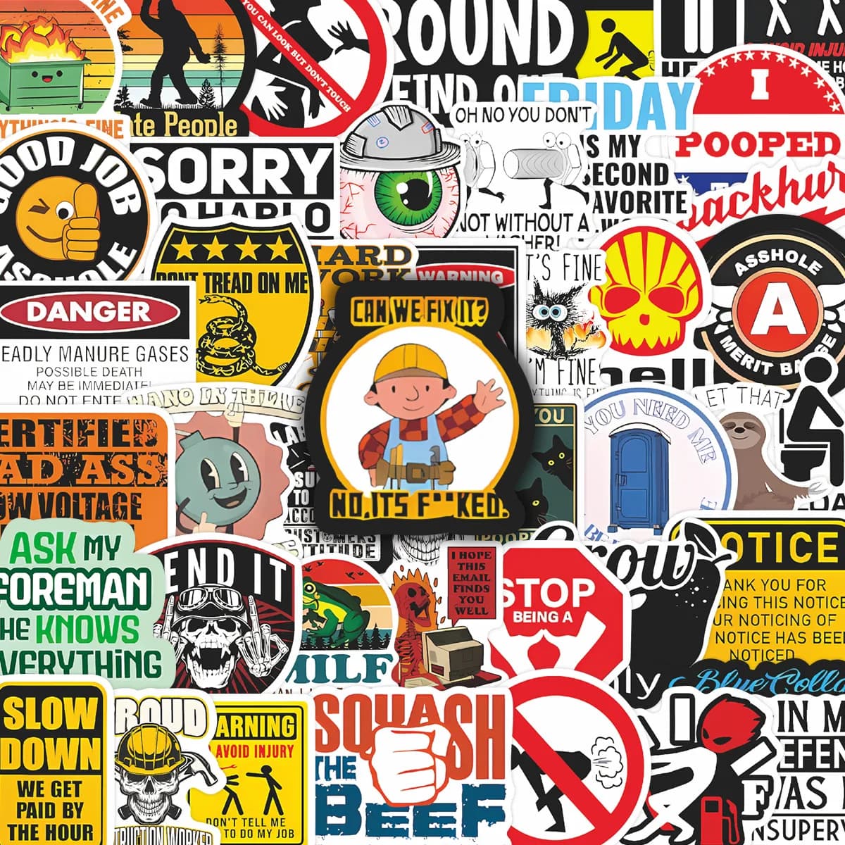 150 Adesivi Divertenti con Logo di Caschi di Sicurezza, Adesivi Cool per Lavoratori Edili, Casco, Moto, Auto, Attrezzi, Laptop, Bicicletta, Regalo