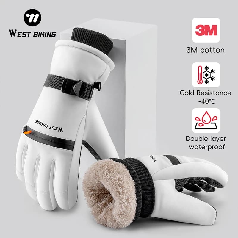 WEST BIKING Winter Ski Gloves Outdoor Thermal Touchscreen Gloves Sports Cycling Ski Race Men Women Women Warm Waterproof Gloves