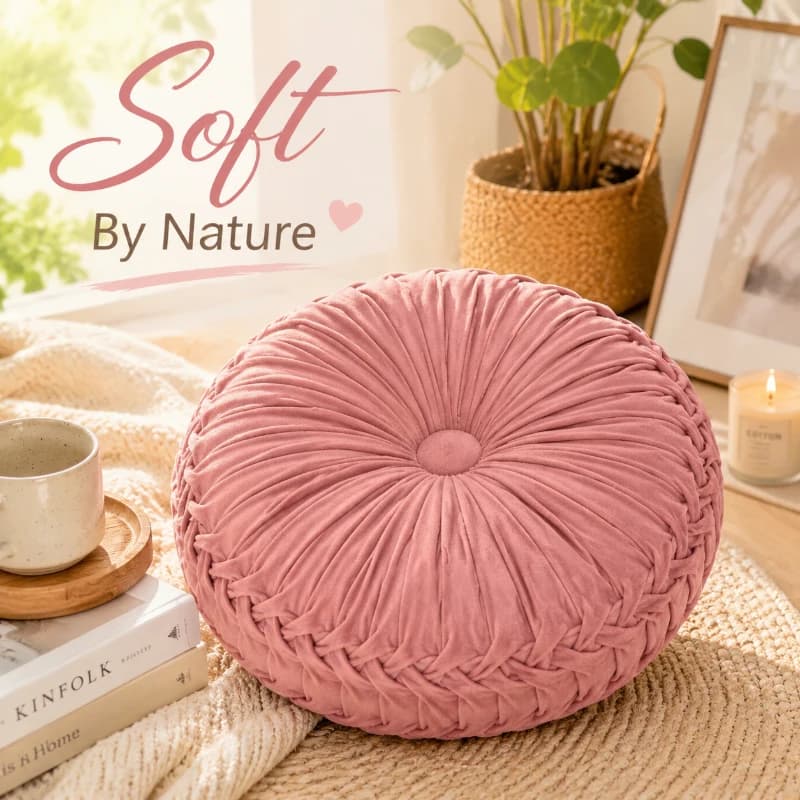 Cuscino a Forma di Pneumatico Rosa 3D in Velluto Plissettato, Morbido Cuscino Lombare per Divano, Sedia, Camera da Letto e Decorazione Casa