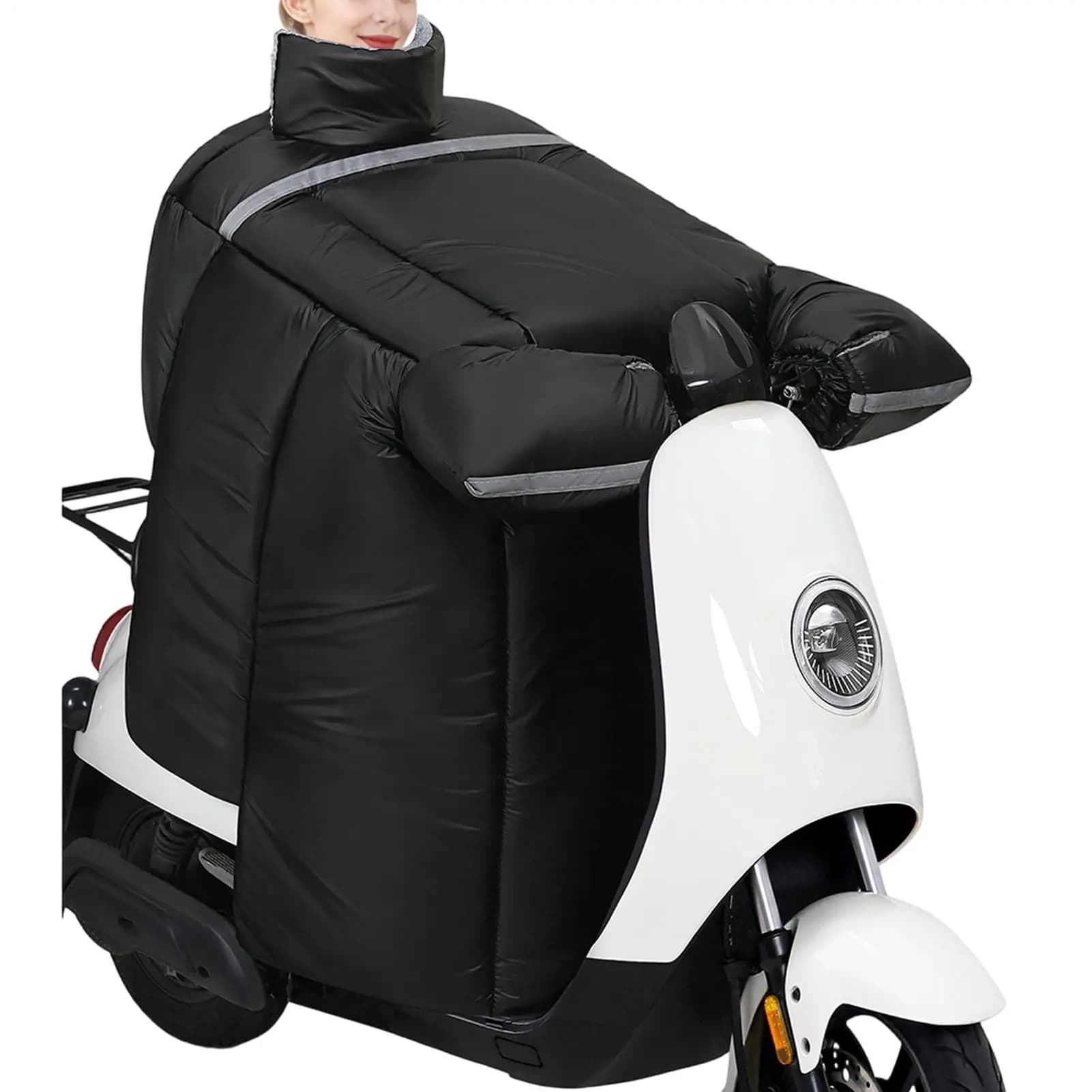 Copri grembiule invernale per gambe Coperta spessa impermeabile Fodera in peluche Copri gamba antivento per moto con guanti per scooter invernale da donna