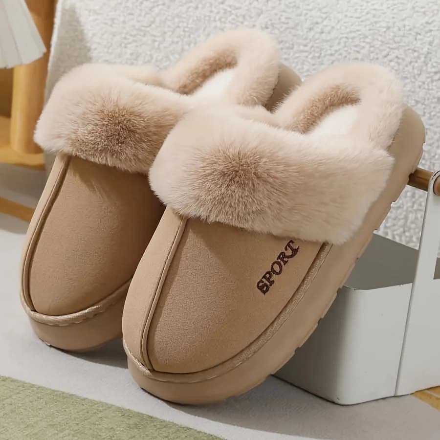 Pantofole morbide sportive invernali calde da donna suola spessa scarpe da casa in peluche antiscivolo pantofole da interno con piattaforma in pelliccia sintetica moda donna