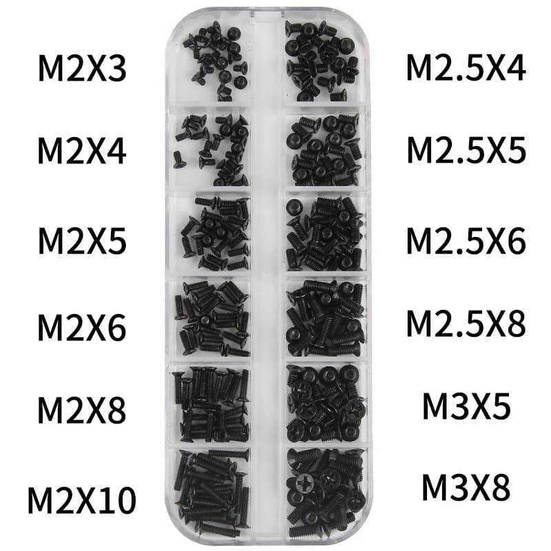 240 pz M2 M2.5 M3 Set di viti KM Vite di riparazione della macchina Testa piatta Phillips Drive Accessori per computer Viti elettroniche per laptop