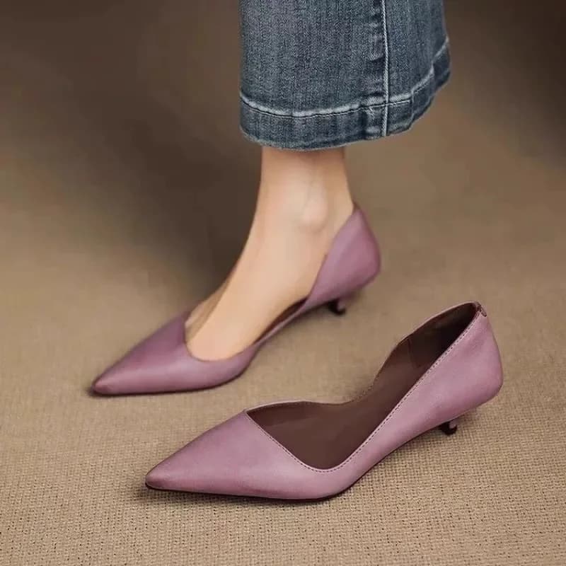 Scarpe singole con tacco a spillo a punta da donna, versatili, sexy, con bocca leggera e tacco ad aria laterale