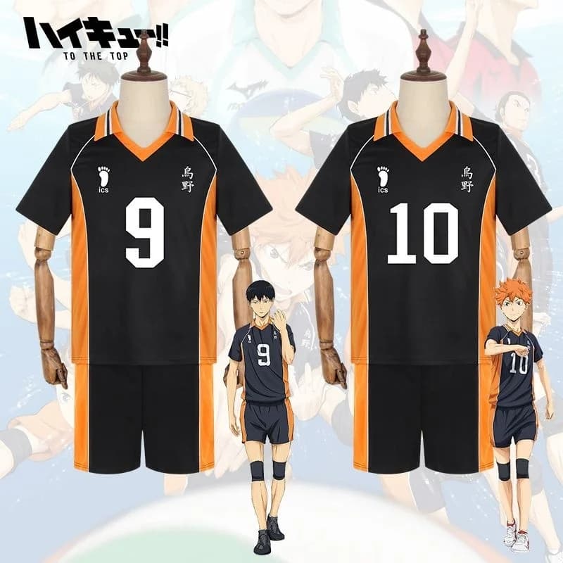 Nuovo Anime Haikyuu Karasuno High School Costume Cosplay Hinata Shyouyou Nekoma High School Pallavolo Sportswea Ginocchiere Set