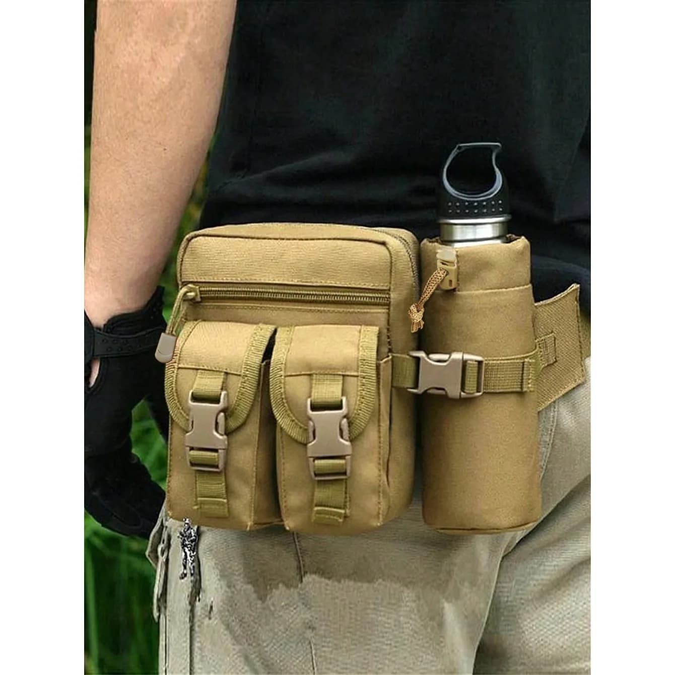Designer men's waist bag, waterproof nylon hiking backpack, can hold mobile phone. A great gift for dad or boyfriend.