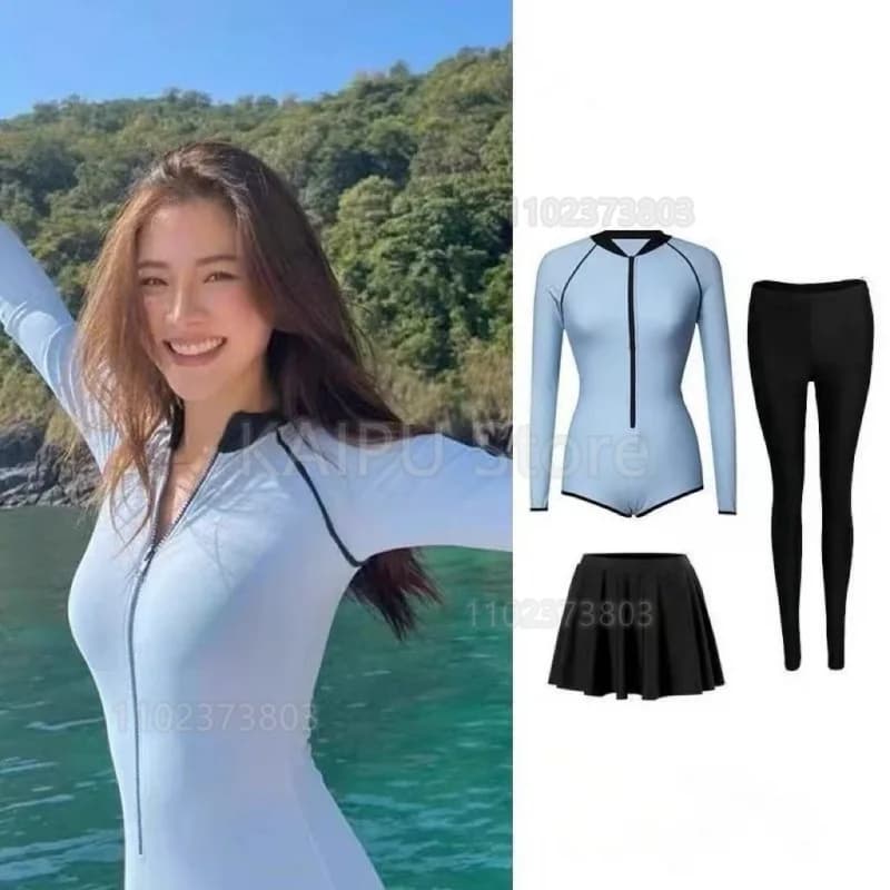 Nuova muta da donna costume intero pantaloni a maniche lunghe protezione solare asciugatura rapida sottile surf rafting snorkeling costume da bagno