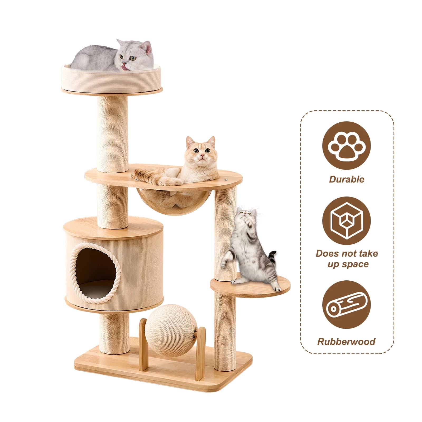 Piattaforma Salta-Cat All-in-One Resistente all'Usura con Cuccia Integrata, Tiragraffi Traspirante e Struttura per Arrampicata - Forniture per Animali Domestici