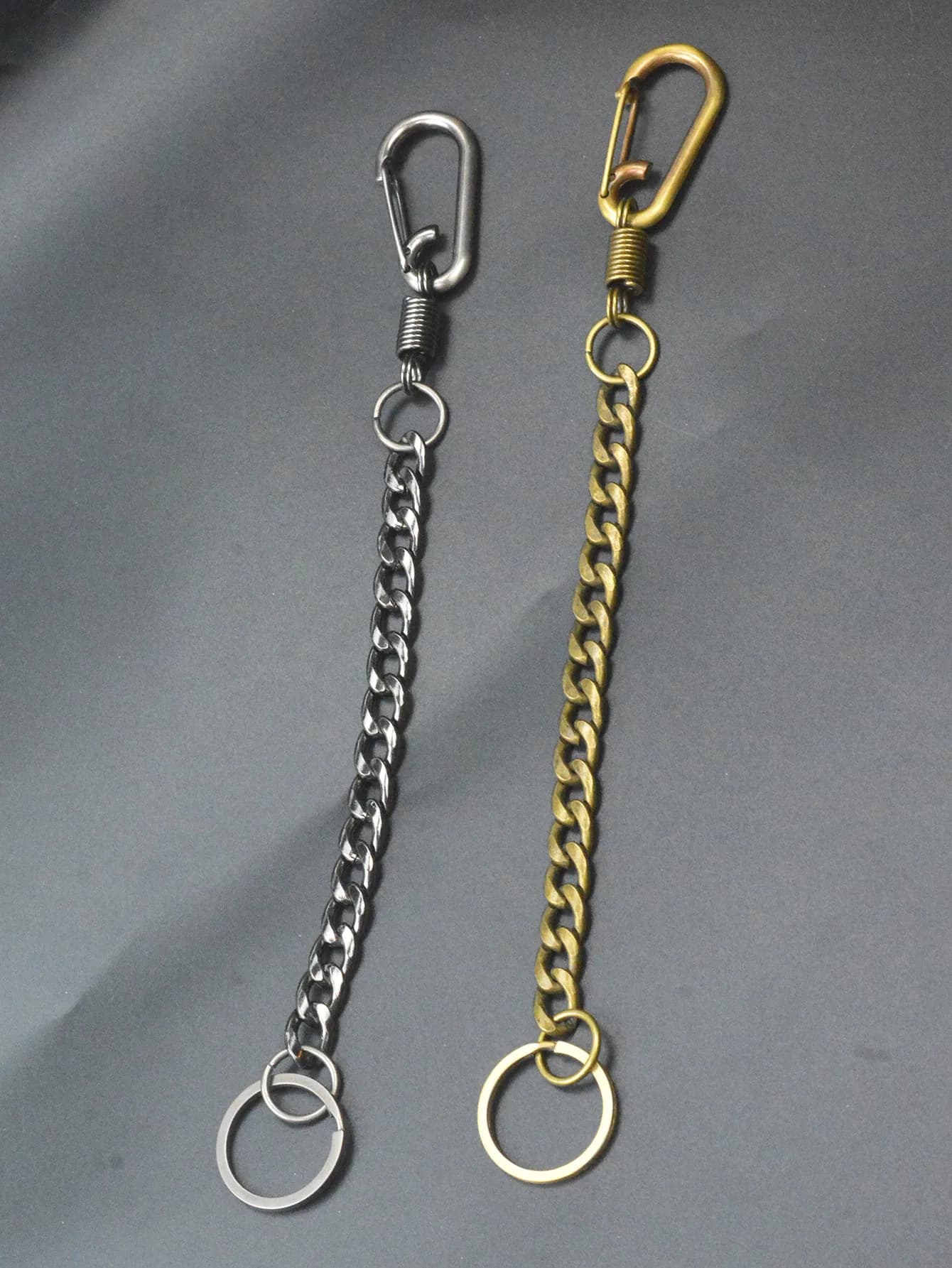 Portachiavi Punk 10 pollici corto in bronzo/rame con catena, moschettone a molla, anello a scatto, gancio per cintura, accessorio EDC, regalo