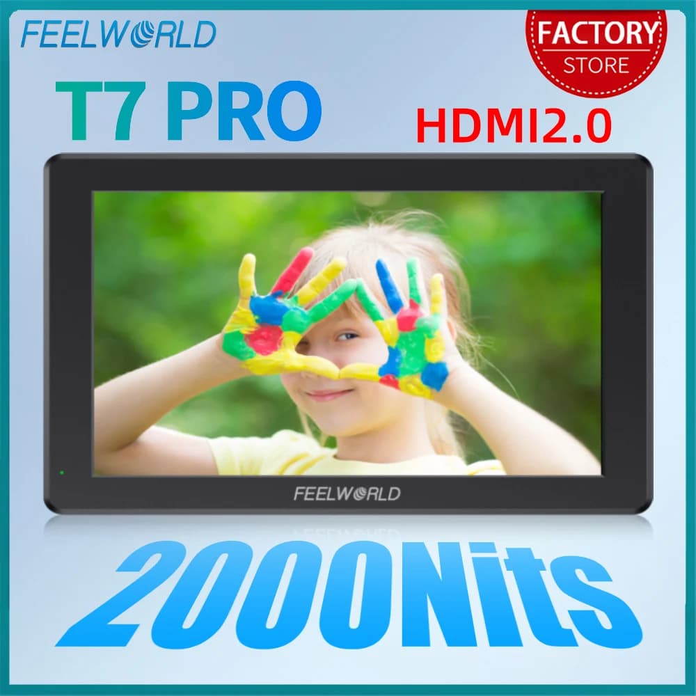 FEELWORLD T7 PRO Monitor for 7 Inch Field Camera 2000nit 4K HDMI Input 60Hz Output Aluminum Case 1920x1200 Waveform 3D LUT HDR