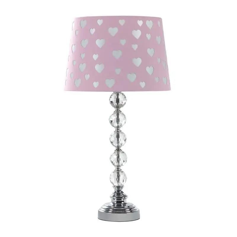 Lampada da tavolo in metallo con orbe impilato a forma di cuore da 22 pollici rosa bianco