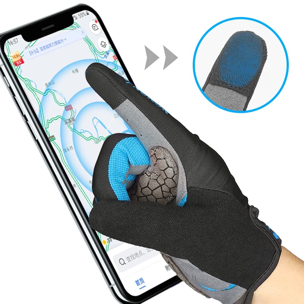 Men's Gloves Black Bicycle Gloves with Full Fins Silicone Bike Gloves Touchscreen Hiking Race Breathable Trek Gloves