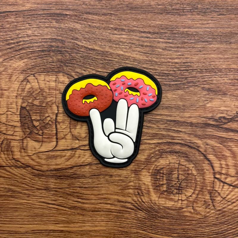 Frosted Donut Gesture-Shaped Patch Made of Pvc, Magic Tape Armband Patch, Decorative Patch for Bags and Clothing, Comes with Matching Velcro Badge Patch