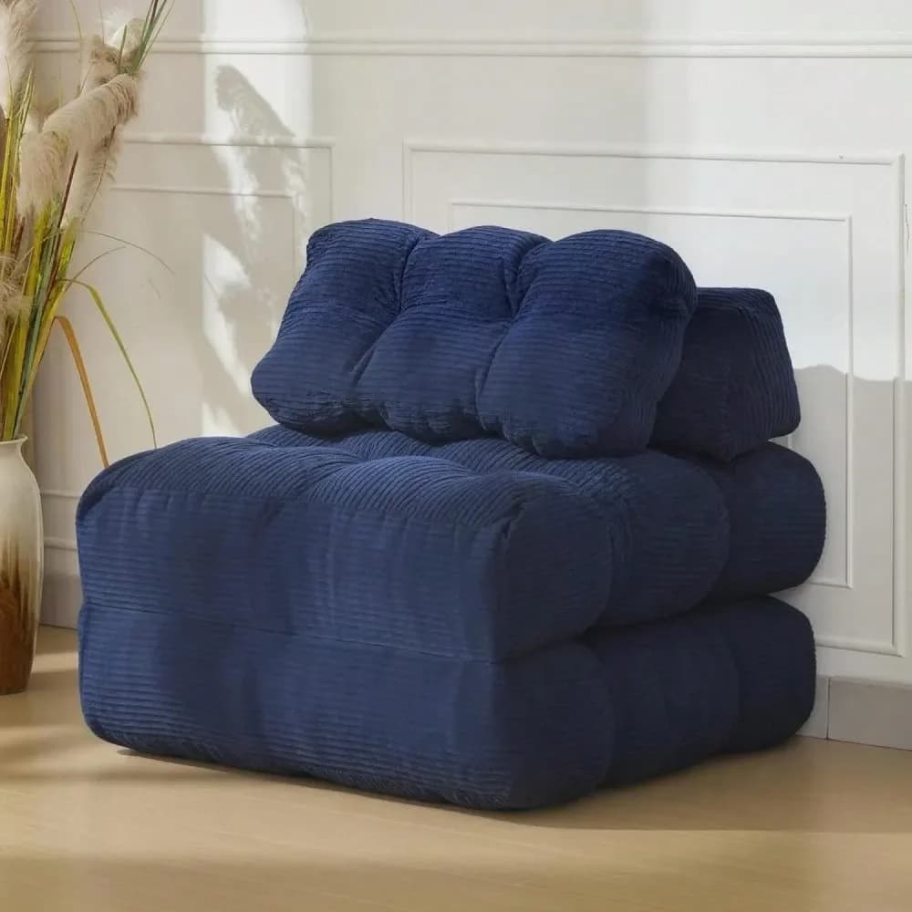 Divano Letto Singolo Convertibile con Cuscino, Materasso e Supporto per la Schiena, Lettino Portatile da Pavimento per Soggiorno, Camera da Letto, D