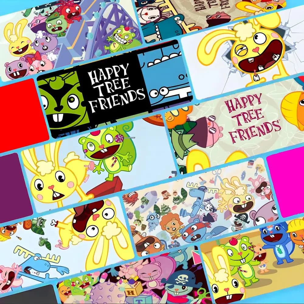 Dark Happy Tree Friends-s Mouse Pad Non-Slip Large Desk Mat Thick Stitched Edge Gaming Mousepad
