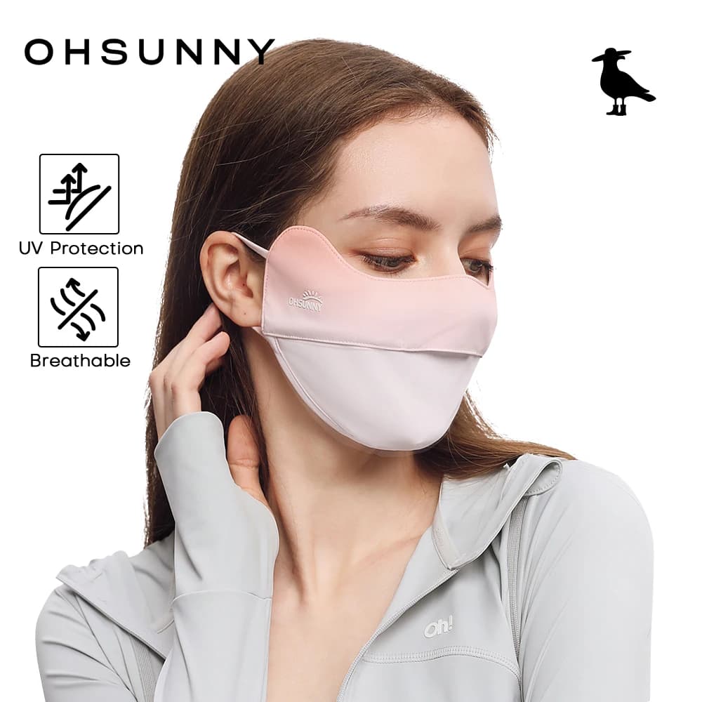 OhSunny Maschere per il viso Maschera di protezione solare anti-UV estiva per esterni Tessuto rinfrescante traspirante per naso aperto ad asciugatura rapida
