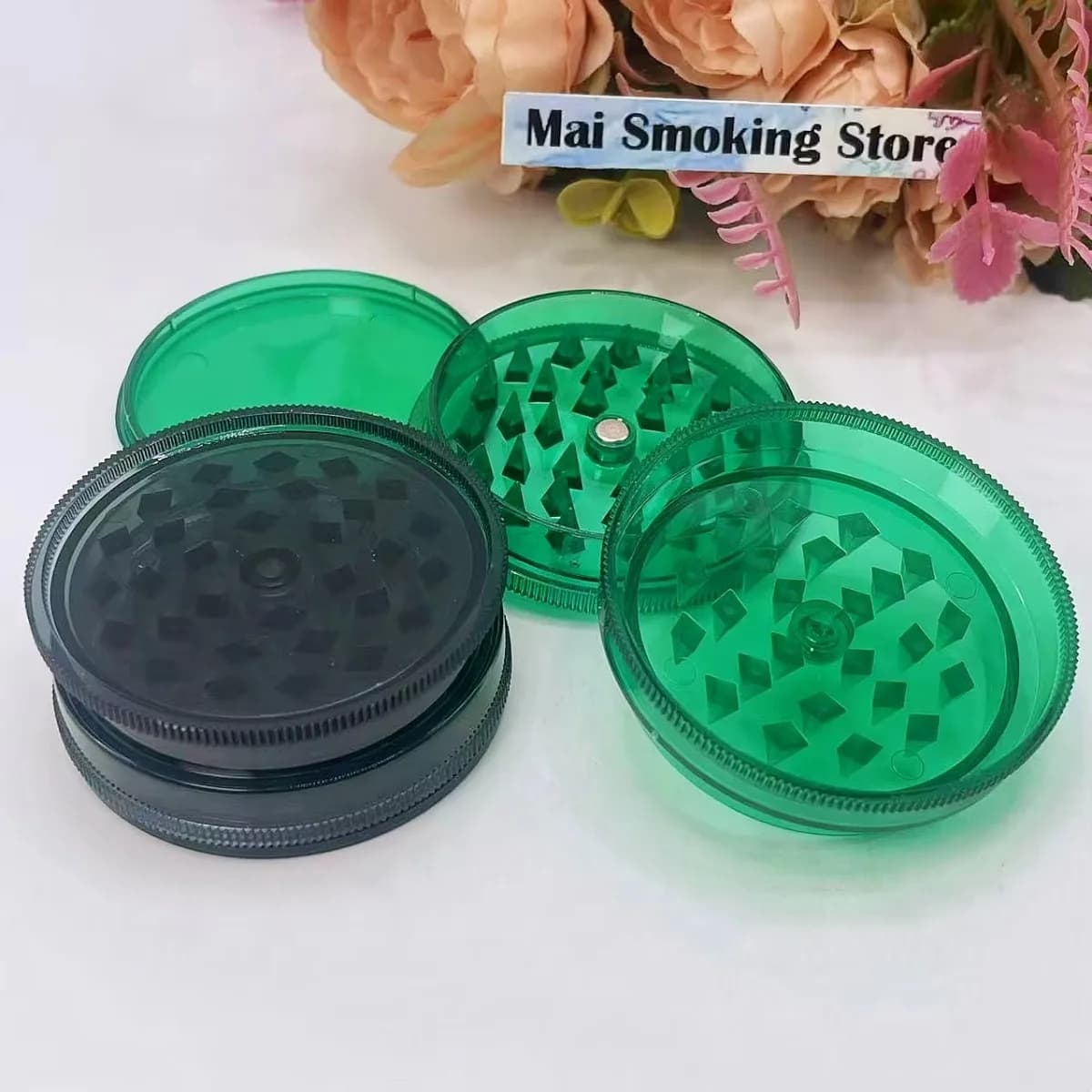 40/60mm Smerigliatrice per erbe in plastica Manuale a 3 strati Spezie Mulino per sale Pepe Malta Pestello Tabacco Erba cruda Smerigliatrice Strumento per fumo di sigaretta