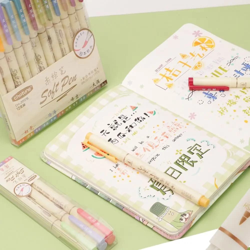 3Pcs/Set Crafts Soft Head Calligraphy Pen Soft Tip Soft Head Calligraphy Practice Pen Plastics Tool Greeting Card Pen