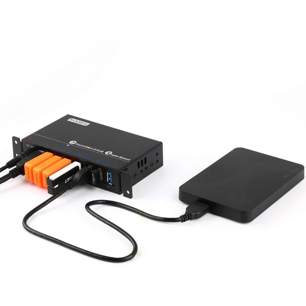 Nuovo alimentatore hub USB 3.0 da 1,0 metri a 7 porte Utilizzare contemporaneamente il splitter USB 3.0 per disco rigido per laptop, spina americana