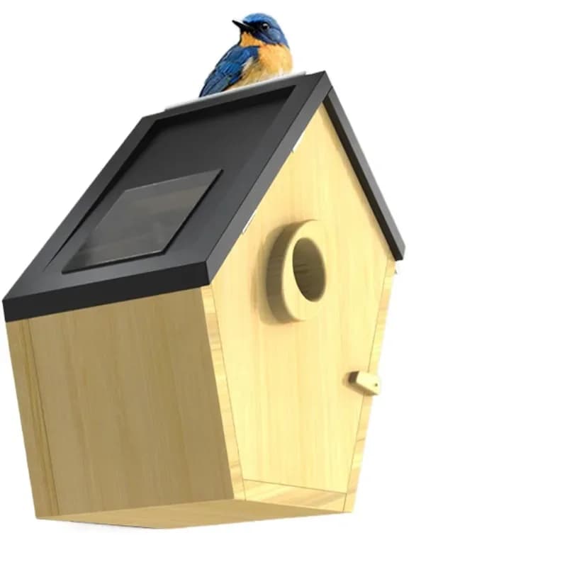 Moderna nuova tendenza riconoscimento AI fotocamera per birdwatching intelligente automatica casa per uccelli in legno pannelli solari forniture da giardino