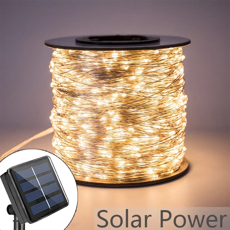 Ghirlanda a led da 100 m argento per esterni impermeabile giardino patio decorazione stringa lucine illuminazione per feste di nozze lampade a energia solare