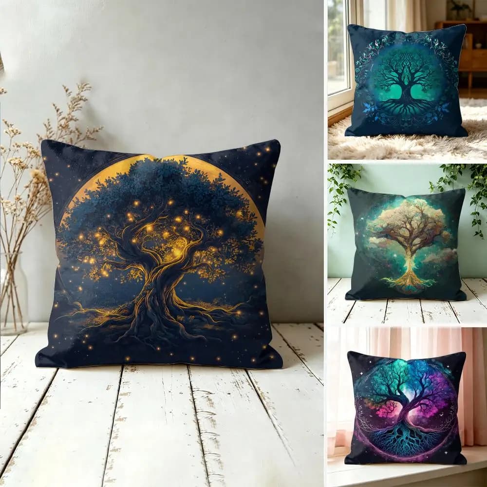 Tree Of Life Abstract Cushion Cover Square Pillow Bedroom Sofa Leisure Comfort Living Room Home Decoration 40X40