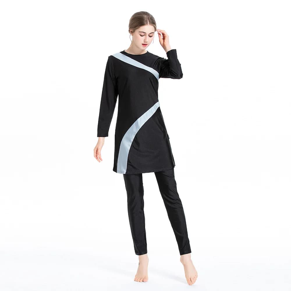 2026 Summer New Casual Commuter Style Women Swimwear Color Block Loose Medium Swimwear Length 3 Piece Burkini