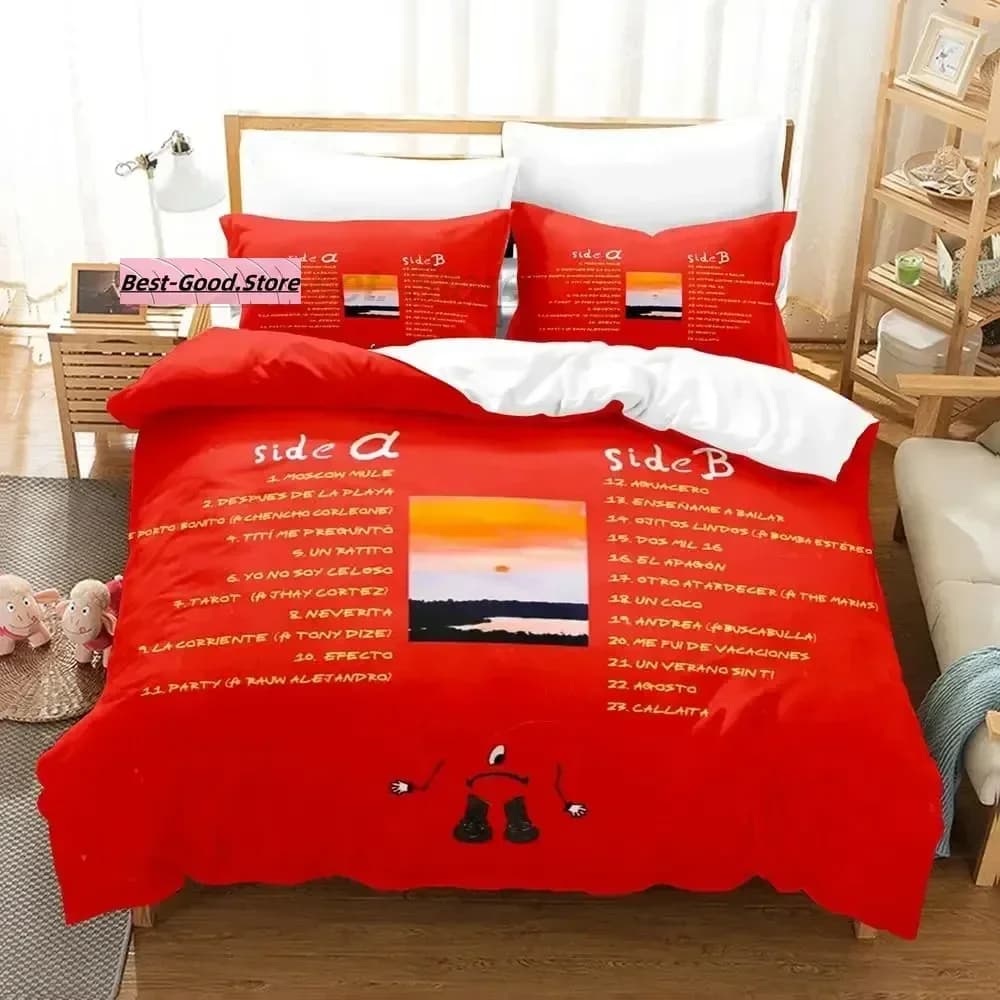 Set di Biancheria da Letto UN VERANO SIN TI, Copripiumino Stampato, Set Completo con Federe, Misure Full Queen King, Comforter per Camera da Letto Bad Bunny