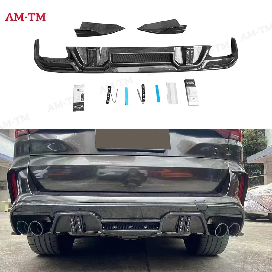 For BMW X5M F95 X6M F96 2019+ Carbon Fiber Car Rear Bumper Diffuser Rear Splitters Spoiler Back lip shunt Upgrade body kit
