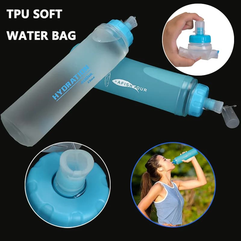 300ml-500ml Soft Flask outdoor folding water bottle Sport travel marathon water hydration pack bag bladder water tank