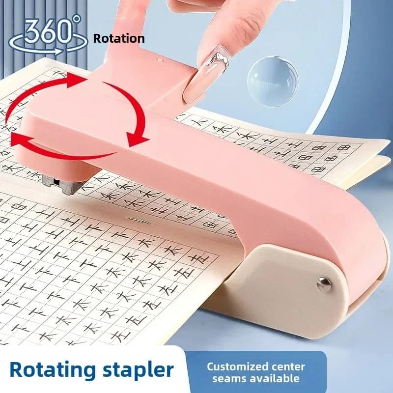 1 pezzo 360 ° Cucitrice Rotante con Dispositivo di Rimozione Graffette, Macchina Cucitrice Resistente per Casa e Ufficio, Grande Capacità e Frizione Robusta