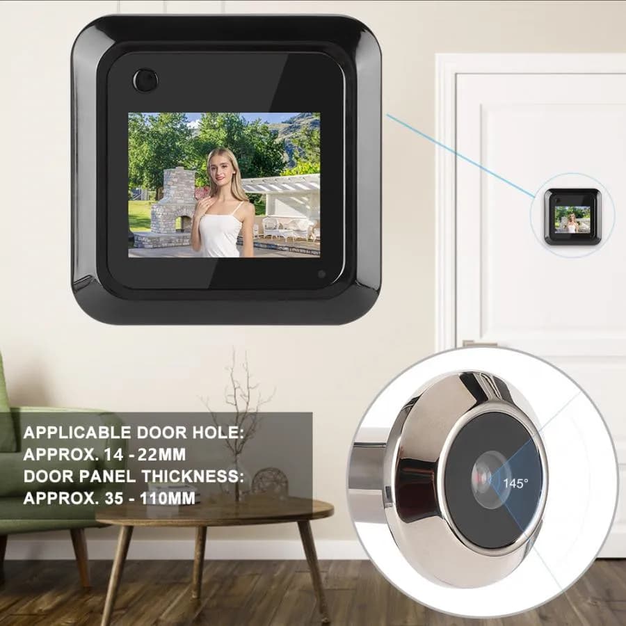 Campanello digitale con schermo a colori LCD da 2.4 pollici campanello per porte a 145 gradi campanello per porte con spioncino elettronico campanello per esterni