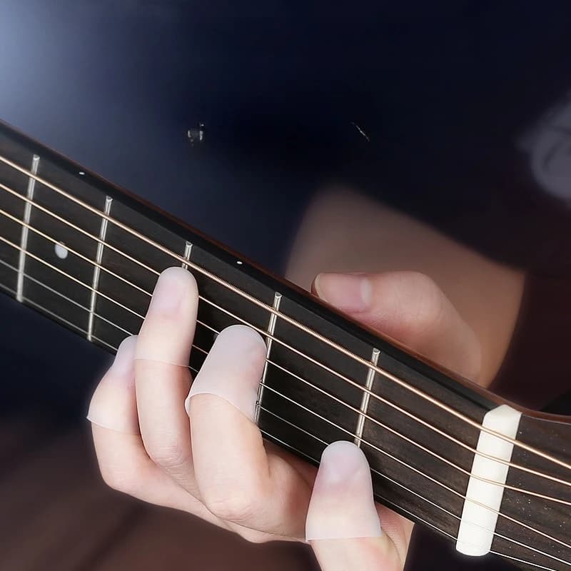 Silicone Anti Pain Guitar Fingertip Guards Left Hand Finger Sleeves For Acoustic Classical Guitar Ukulele Beginner