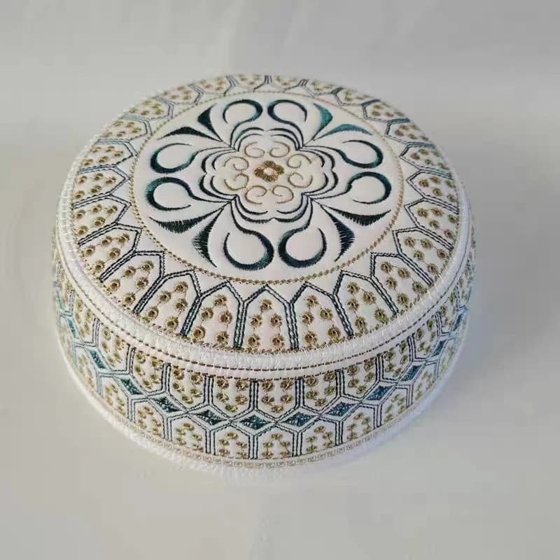 Cappelli Musulmani da Uomo, Abbigliamento, Prodotti Turchi, Kippah, Kufi Saudita, Cappello Islamico da Preghiera Ricamato 03140