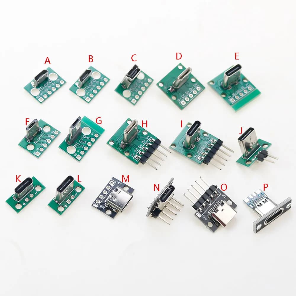 Micro Mini USB Tipo C 2Pin USB 2.0 3.0 Femmina Maschio connettore Cavo di ricarica dati Jack PCB Scheda di test con intestazione pin 90 gradi