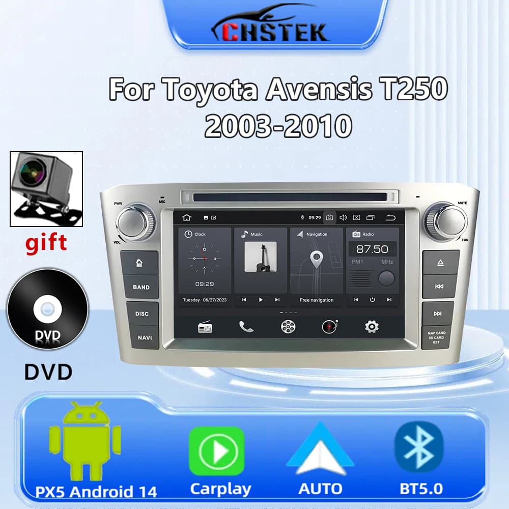 CHSTEK Car Radio Player Android 14 DVD For Toyota Avensis T250 2003-2010 Multimedia GPS CarPlay Bluetooth Autoradio Stereo WIFI