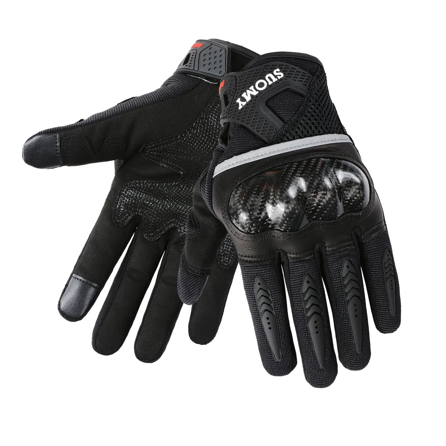 Guanti da moto in fibra di carbonio, equipaggiamento da equitazione touchscreen primavera estate con guscio protettivo traspirante unisex resistente agli urti