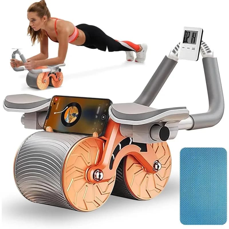 Automatic Rebound Ab Roller with elbow support for men and women with knee pads and timer