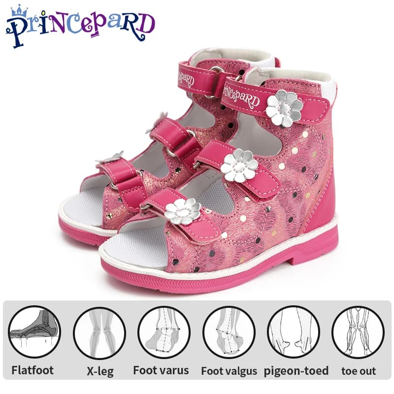Sandalo ortopedico per ragazze Bambini Fibbia floreale Supporto per caviglia alto simile al tutore Scarpa AFO correttiva per bambini Stile principessa