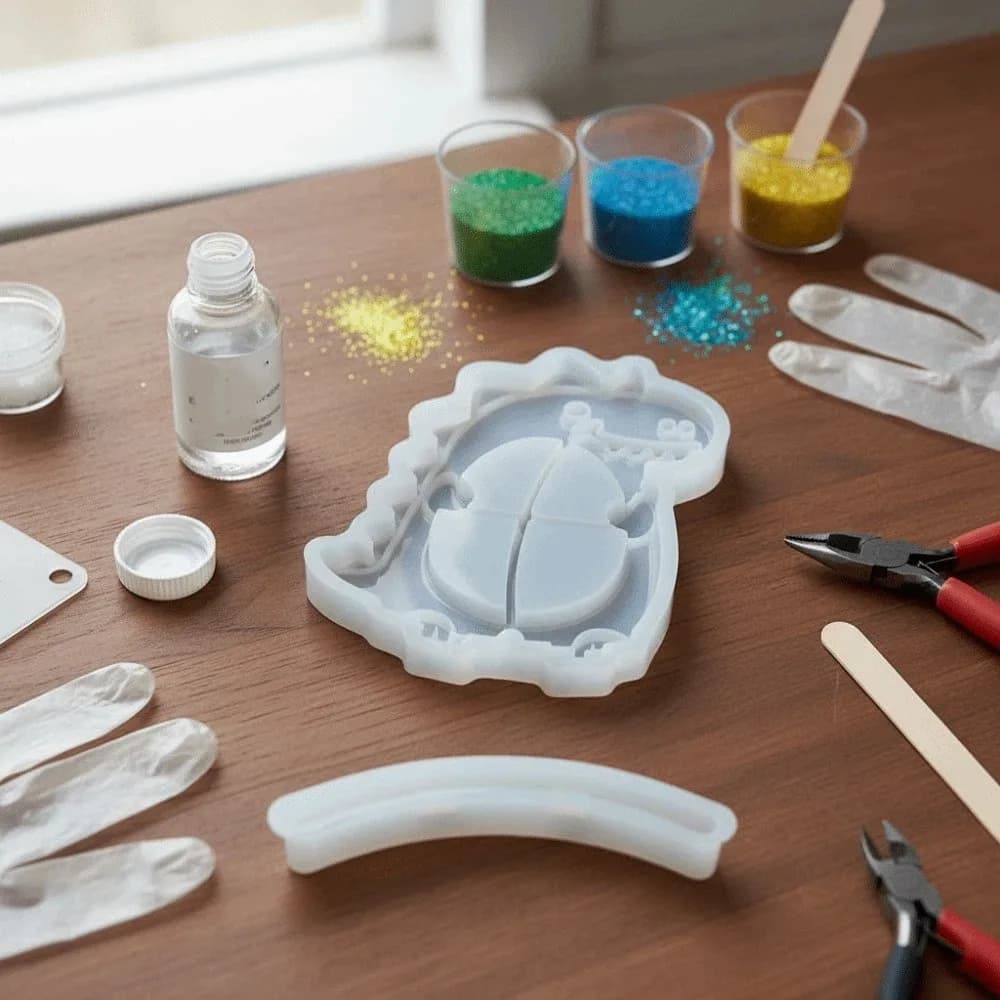 Flexible epoxy resin mould shaped as a dog and cat for swinging frames, animal theme, chalk and photo