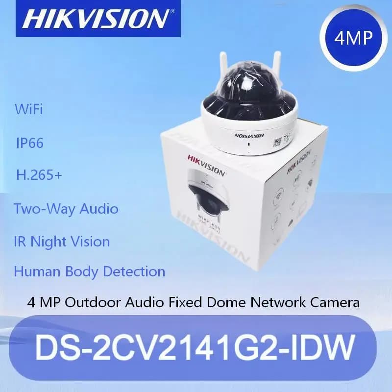 Hikvision DS-2CV2141G2-IDW Telecamera IP Wi-Fi da 4 MP Audio bidirezionale Visione notturna IR WDR H.265+ Scheda SD IP66 Telecamera di sicurezza per esterni