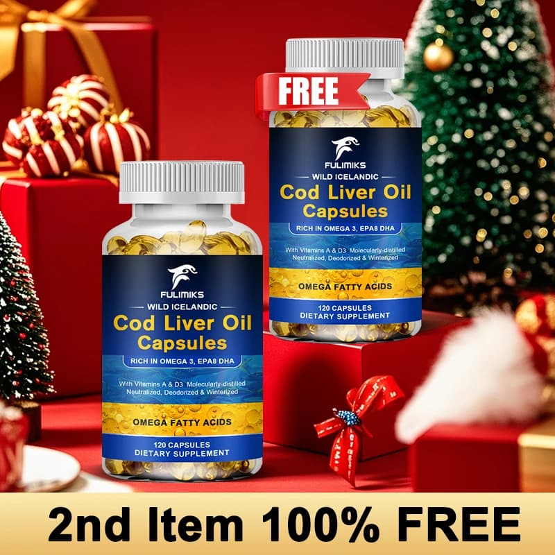 Premium oil supplement for cod liver, with vitamins A, Omega-3, for brain function, strong bones and healthy vision, overall wellness