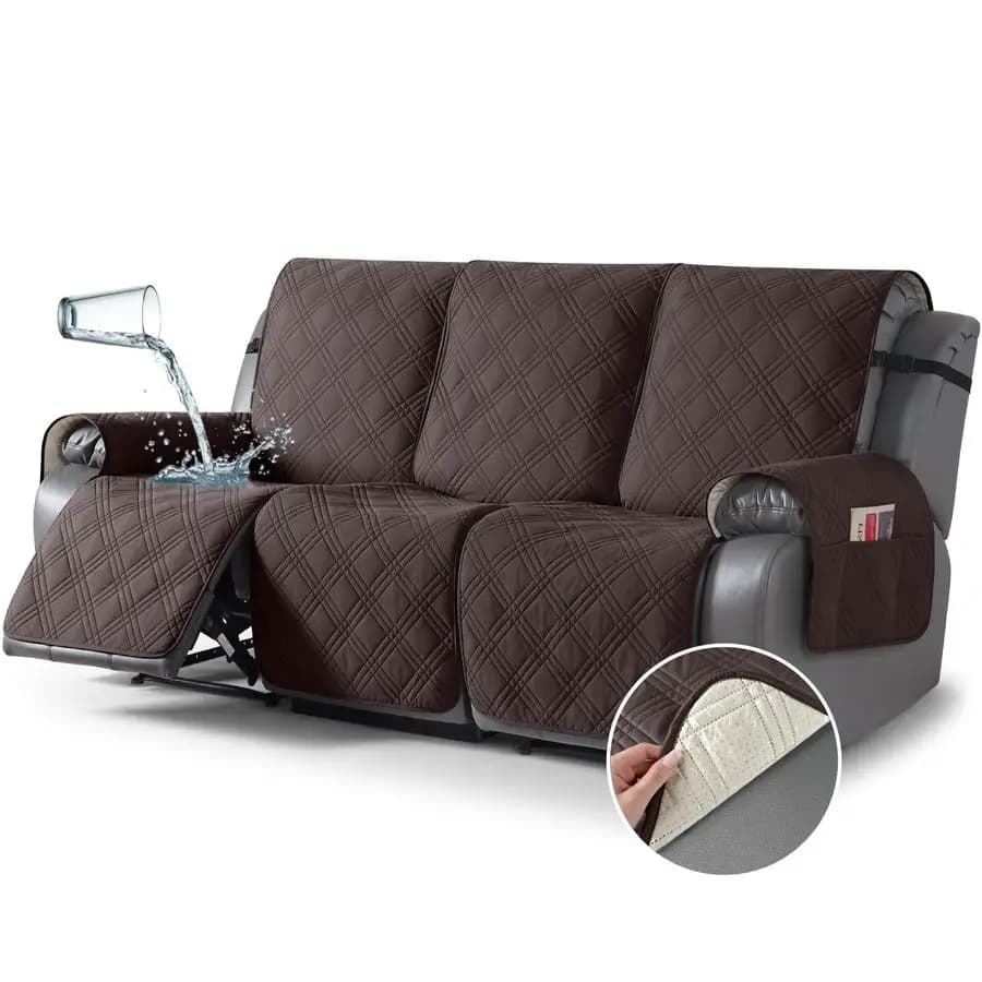 100% waterproof, Anti-slip, 3 Post Sofa, 3 Seat Rearable Seat Cover in 3 Pieces with Strips