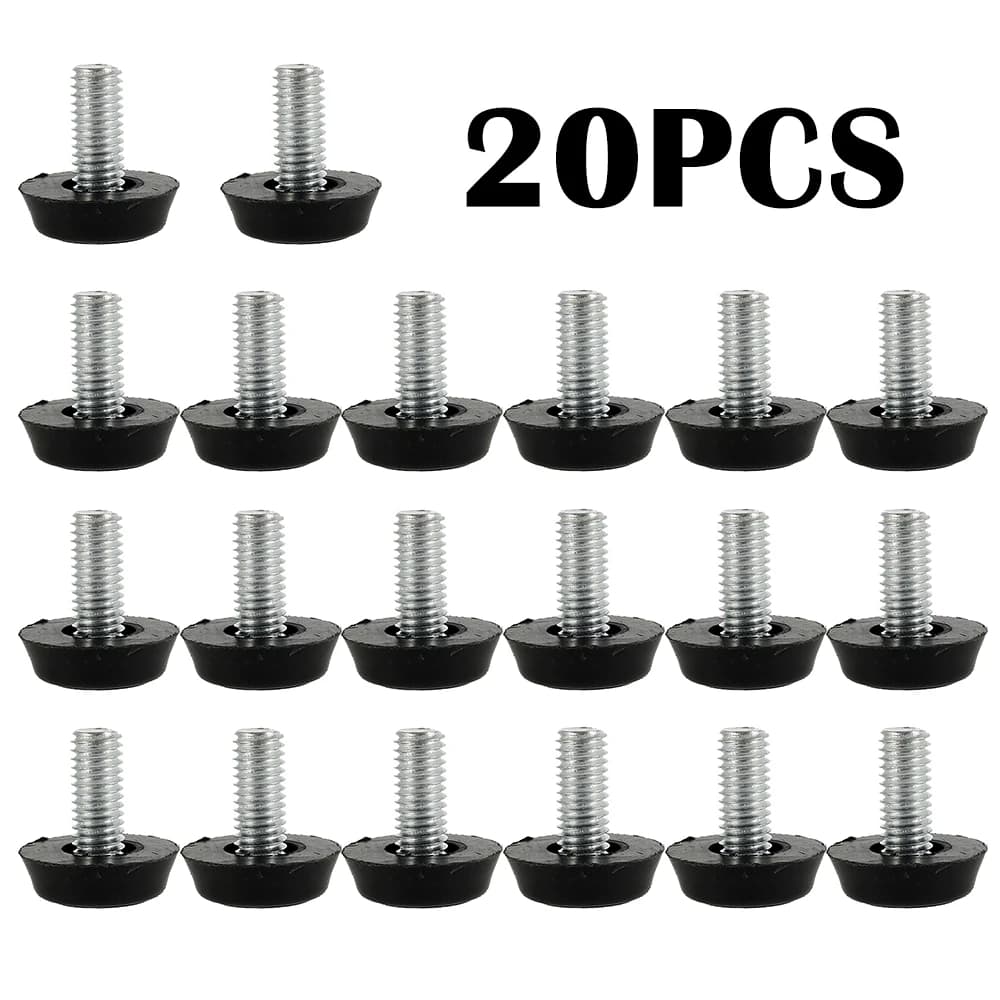 20 pezzi gambe per mobili in acciaio zincato regolabili base antiscivolo tavolo armadio gamba pad piedi livellatore vite M8 piede per mobili in metallo